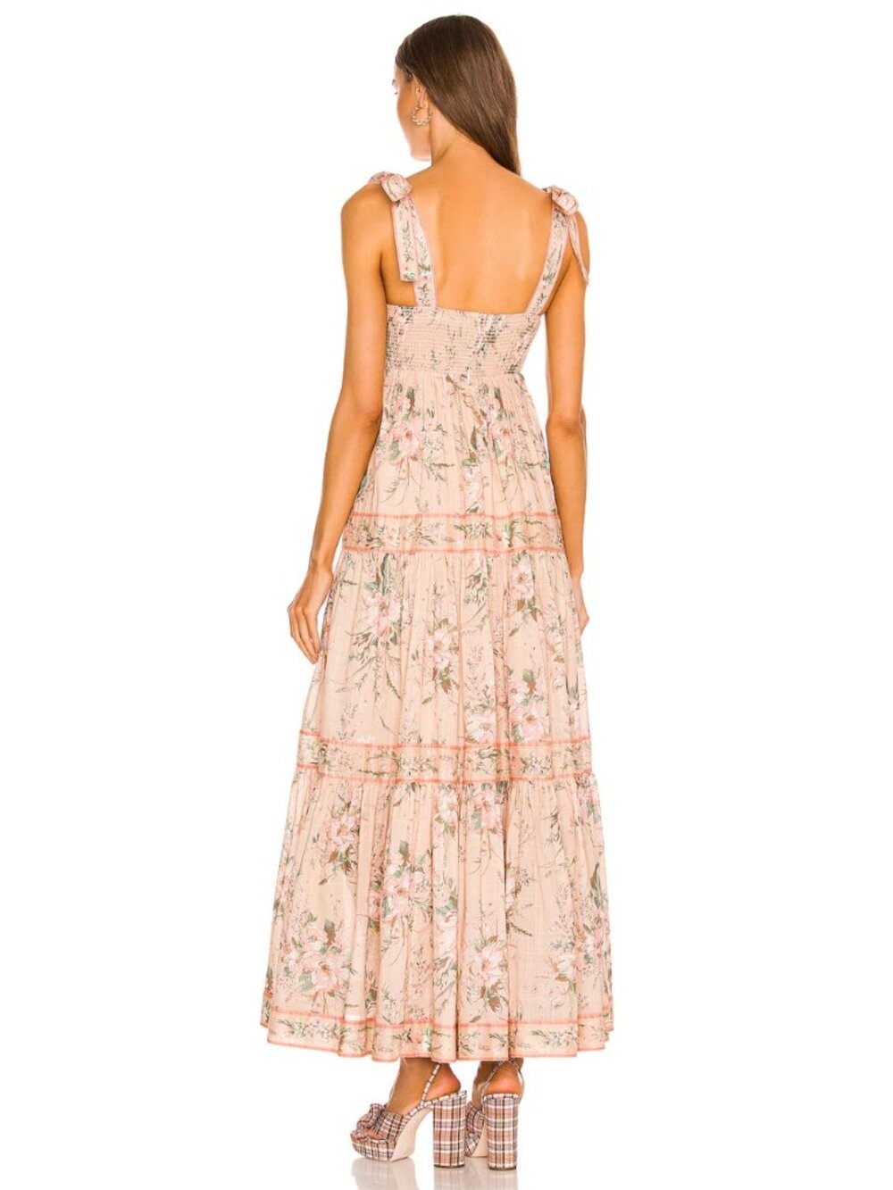Zimmermann Moonshine Tie Shoulder Floral Maxi Dress Cream Pink Size 2 - Picture 6 of 11